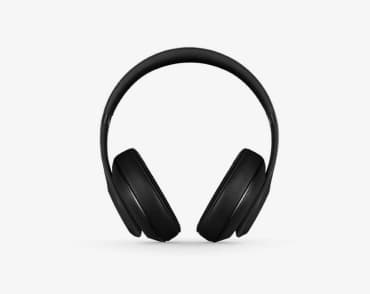 black headphones are shown