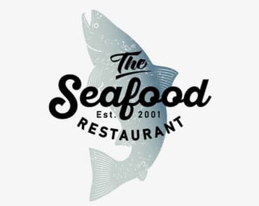 restaurant logo with salmon on the background